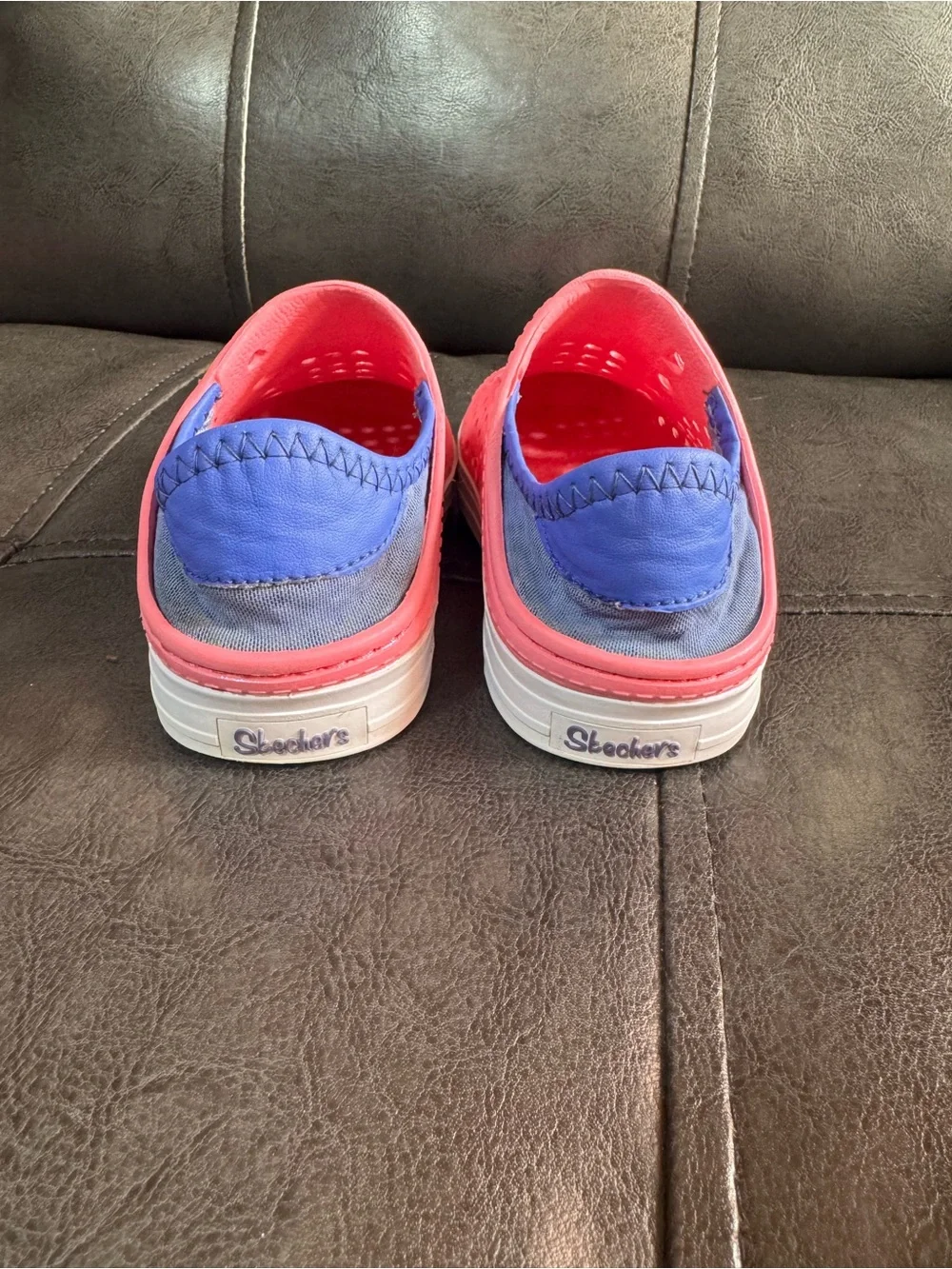 Skechers Kids Pink Slip-On Ventilated Sneakers with Purple Trim